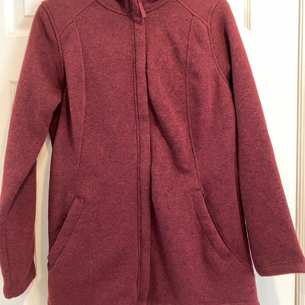 Land’s End Long Fleece Marled Hooded Jacket for Spring Size XS